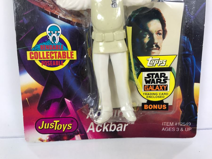 STAR WARS Bend-Ems With Limited Edition Trading Card Admiral Akbar Topps Just Toys 1994 12549 New On Card [Photo 5]