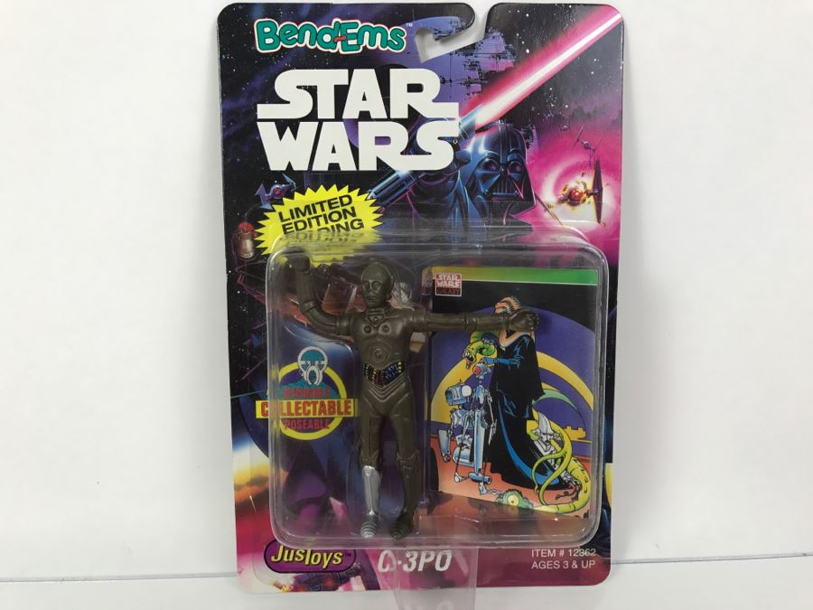 STAR WARS Bend-Ems With Limited Edition Trading Card C-3PO Topps Just Toys 1993 12362 New On Card