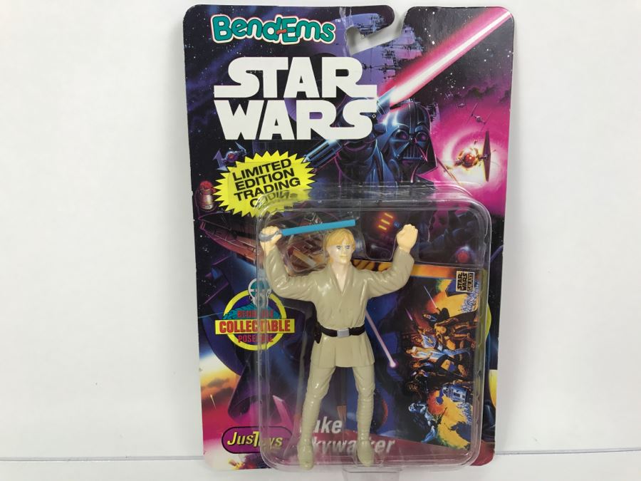 STAR WARS Bend-Ems With Limited Edition Trading Card Luke Skywalker Topps Just Toys 1993 12417 New On Card