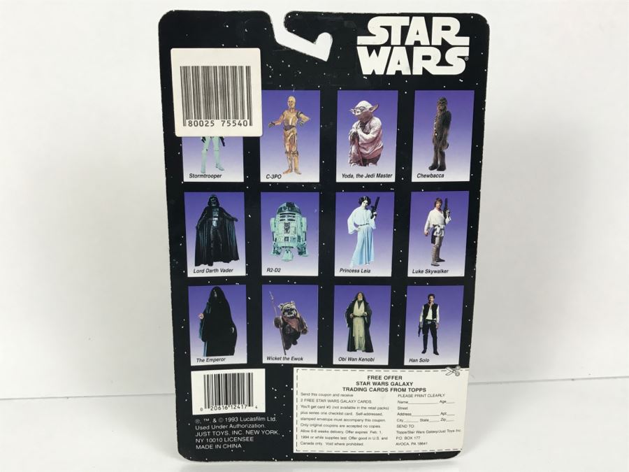 STAR WARS Bend-Ems With Limited Edition Trading Card Luke Skywalker Topps Just Toys 1993 12417 New On Card [Photo 7]