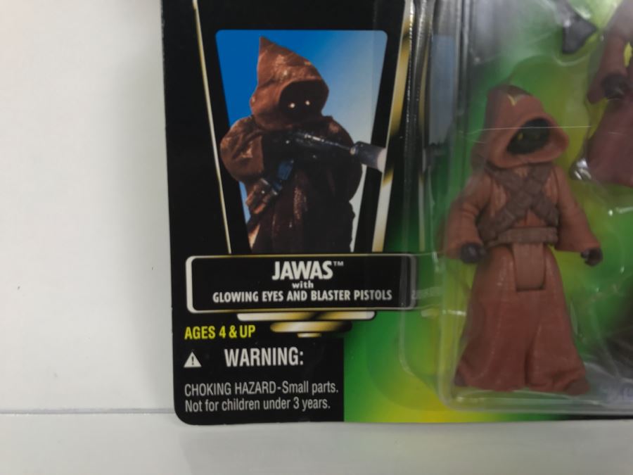 STAR WARS The Power Of The Force Jawas With Glowing Eyes And Blaster Pistols Collection 2 Kenner Hasbro 1996 69605/69607 New On Card [Photo 7]