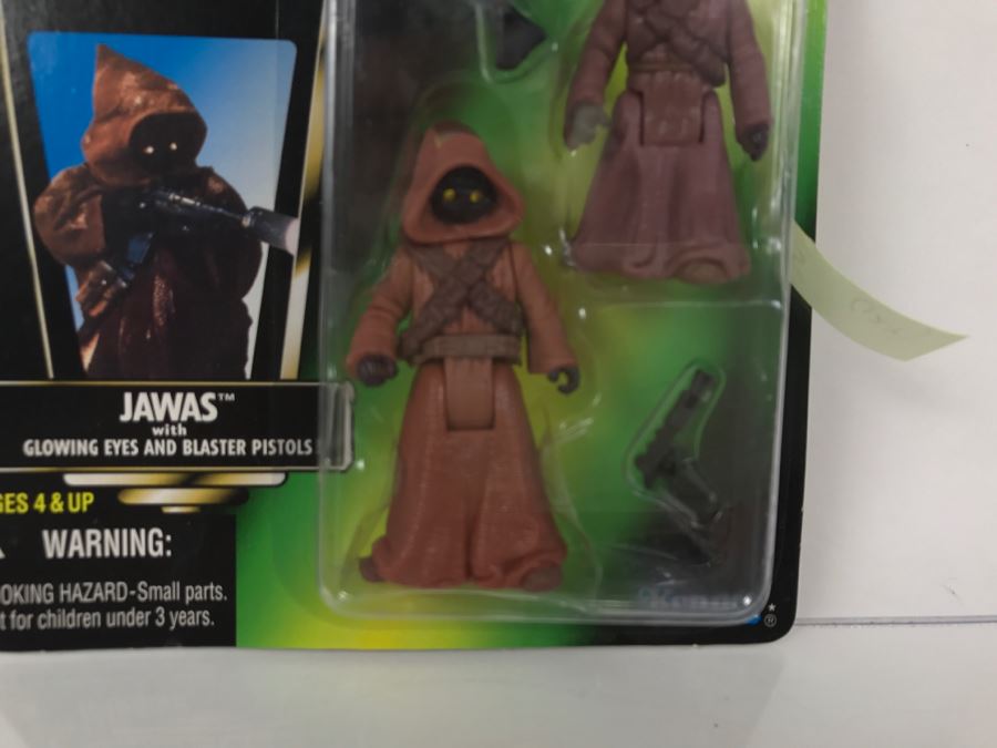STAR WARS The Power Of The Force Jawas With Glowing Eyes And Blaster Pistols Collection 2 Kenner Hasbro 1996 69605/69607 New On Card [Photo 6]