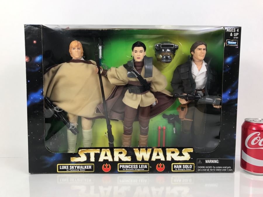 STAR WARS Action Collection Rebel Alliance Luke Skywalker, Princess Leia, Han Solo Kenner Collection Hasbro 1998 57101 New In Box [Photo 1]