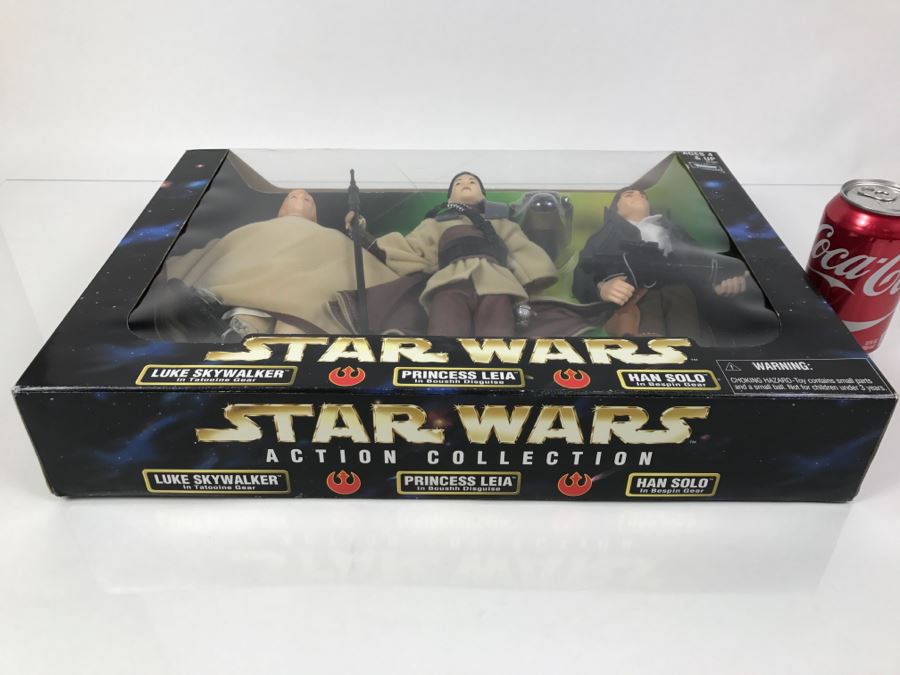 STAR WARS Action Collection Rebel Alliance Luke Skywalker, Princess Leia, Han Solo Kenner Collection Hasbro 1998 57101 New In Box [Photo 17]
