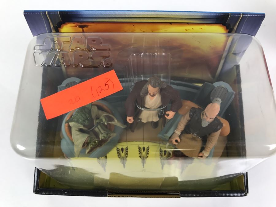 STAR WARS Jedi High Council Qui-Gon Jinn, Ki-Adi Mundi, Yoda Scene 1 Hasbro 2004 32153 New In Box [Photo 15]