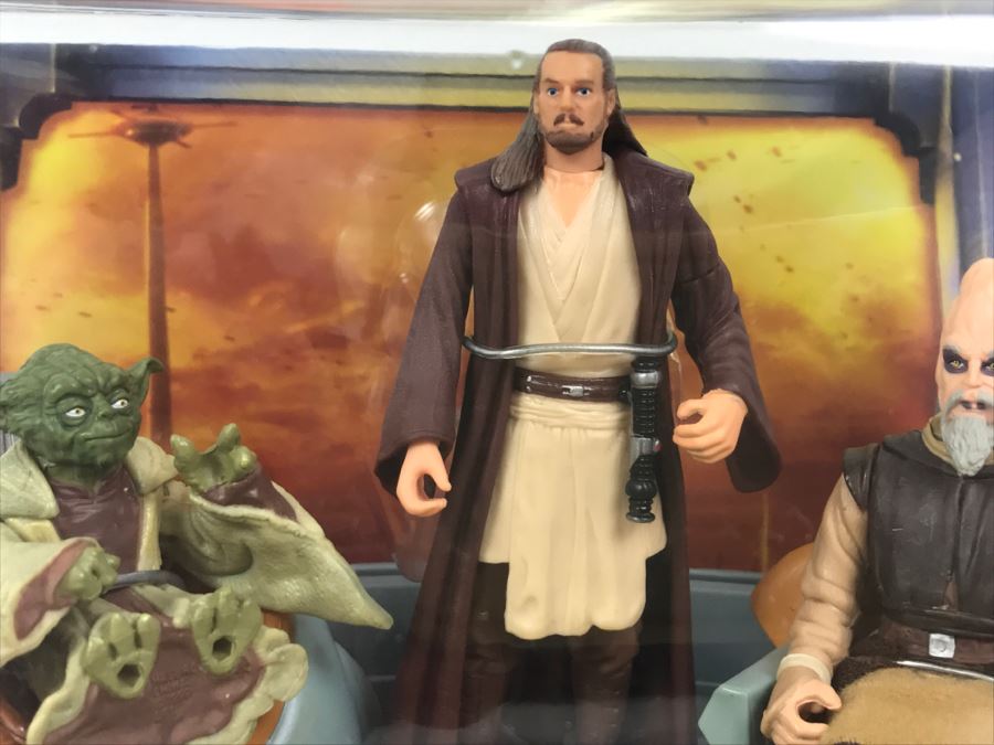 STAR WARS Jedi High Council Qui-Gon Jinn, Ki-Adi Mundi, Yoda Scene 1 Hasbro 2004 32153 New In Box [Photo 7]