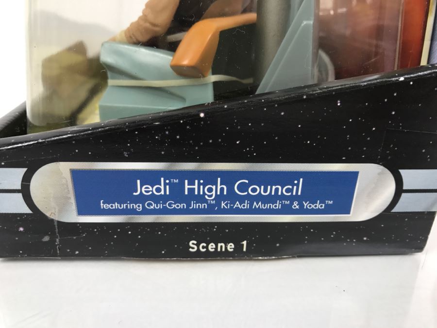 STAR WARS Jedi High Council Qui-Gon Jinn, Ki-Adi Mundi, Yoda Scene 1 Hasbro 2004 32153 New In Box [Photo 10]
