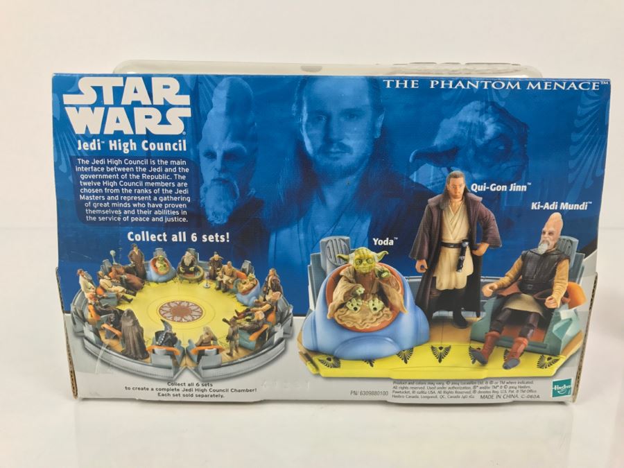 STAR WARS Jedi High Council Qui-Gon Jinn, Ki-Adi Mundi, Yoda Scene 1 Hasbro 2004 32153 New In Box [Photo 11]