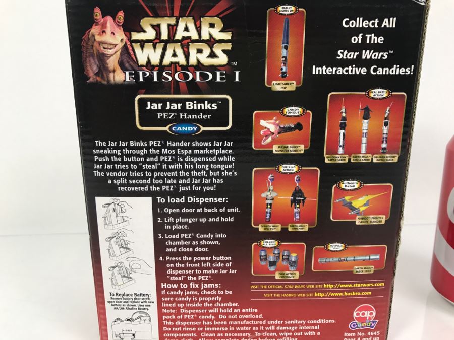 STAR WARS Episode 1 Jar Jar Binks Pez Hander Cap Candy Hasbro 1999 4645 New In Box [Photo 9]