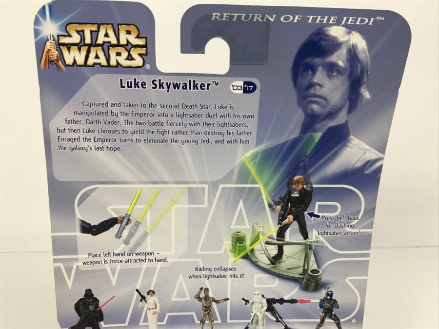 STAR WARS Return Of The Jedi Throne Room Duel Luke Skywalker #17 Hasbro 2003 85008/84715 New On Card [Photo 10]