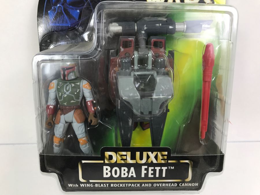 STAR WARS Deluxe Boba Fett With Wing-Blast Rocketpack And Overhead Cannon Kenner Hasbro 1996 69610/69638 New on Card [Photo 4]