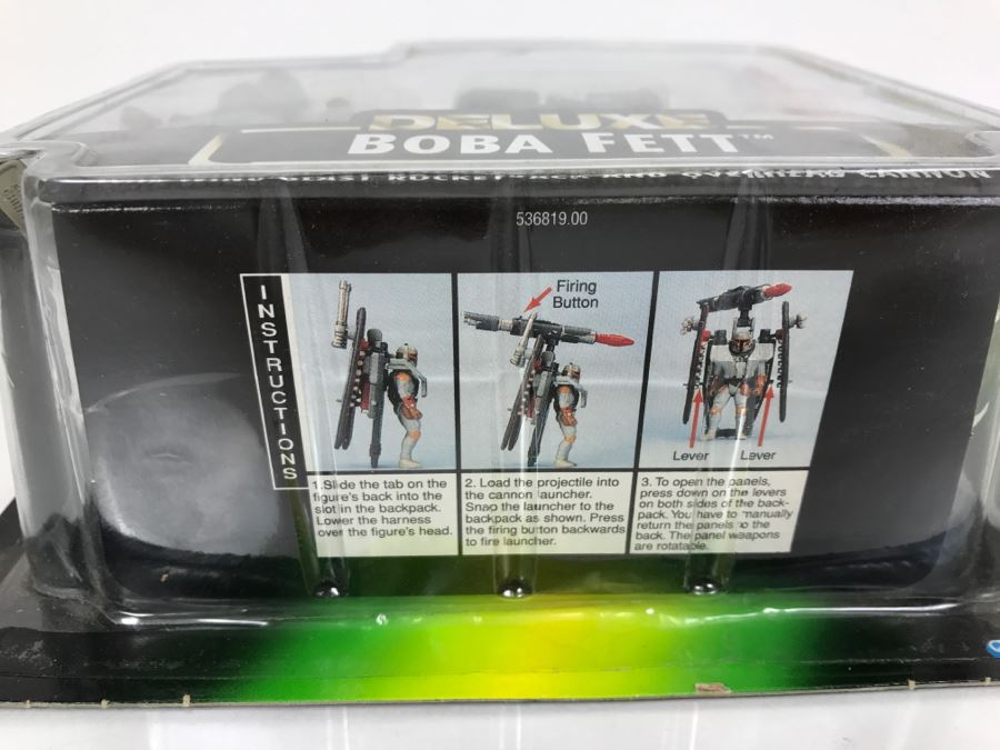 STAR WARS Deluxe Boba Fett With Wing-Blast Rocketpack And Overhead Cannon Kenner Hasbro 1996 69610/69638 New on Card [Photo 8]