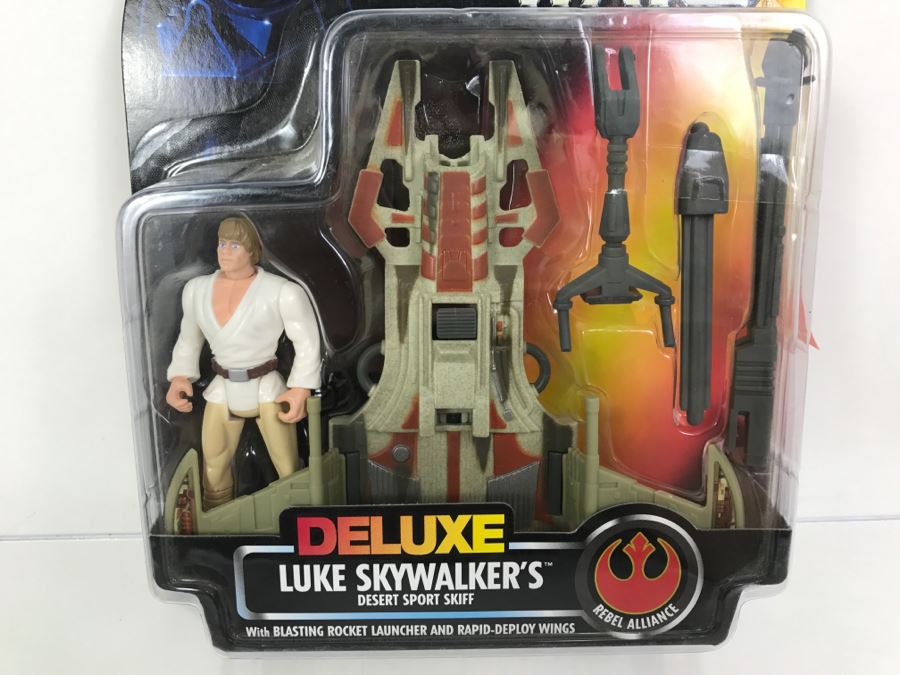STAR WARS Rebel Alliance Deluxe Luke Skywalker Desert Sport Skiff With Blasting Rocket Launcher And Rapid-Deploy Wings Kenner Hasbro 1996  69610/69611 New On Card [Photo 5]