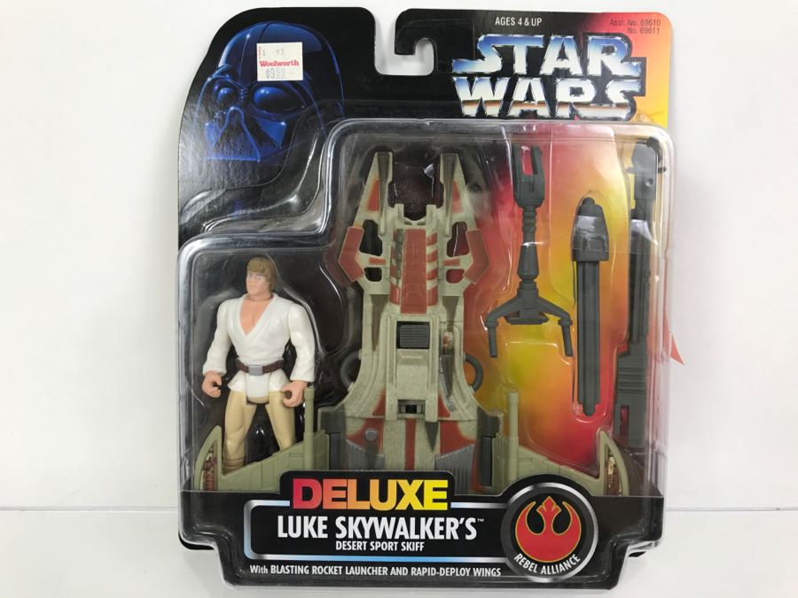 STAR WARS Rebel Alliance Deluxe Luke Skywalker Desert Sport Skiff With Blasting Rocket Launcher And Rapid-Deploy Wings Kenner Hasbro 1996  69610/69611 New On Card [Photo 2]