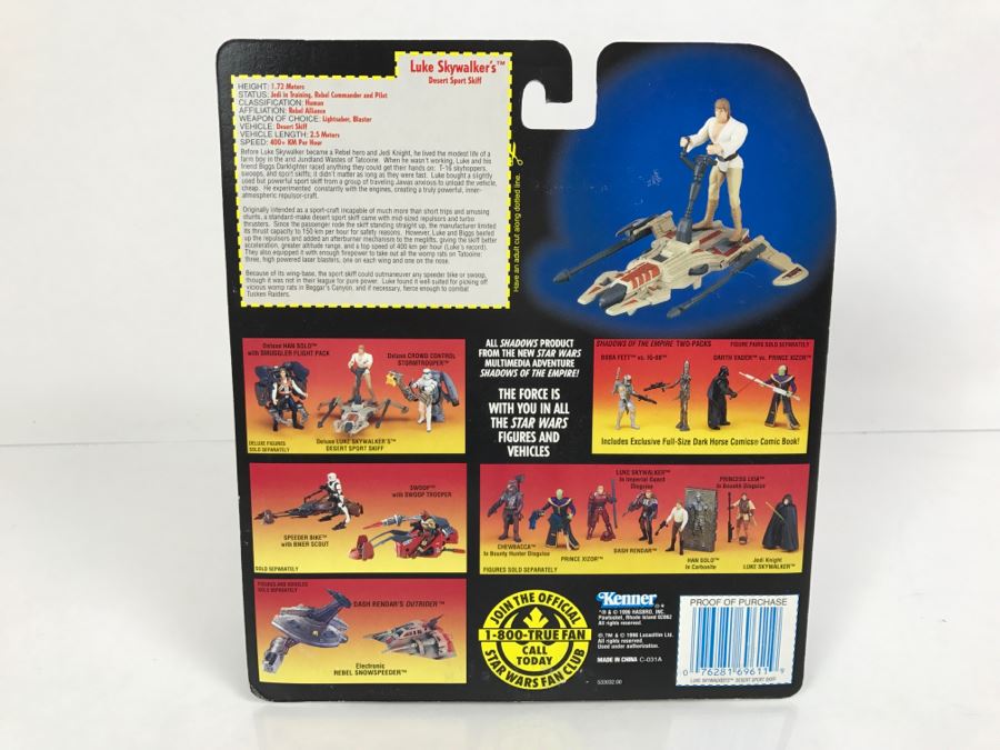 STAR WARS Rebel Alliance Deluxe Luke Skywalker Desert Sport Skiff With Blasting Rocket Launcher And Rapid-Deploy Wings Kenner Hasbro 1996  69610/69611 New On Card [Photo 10]