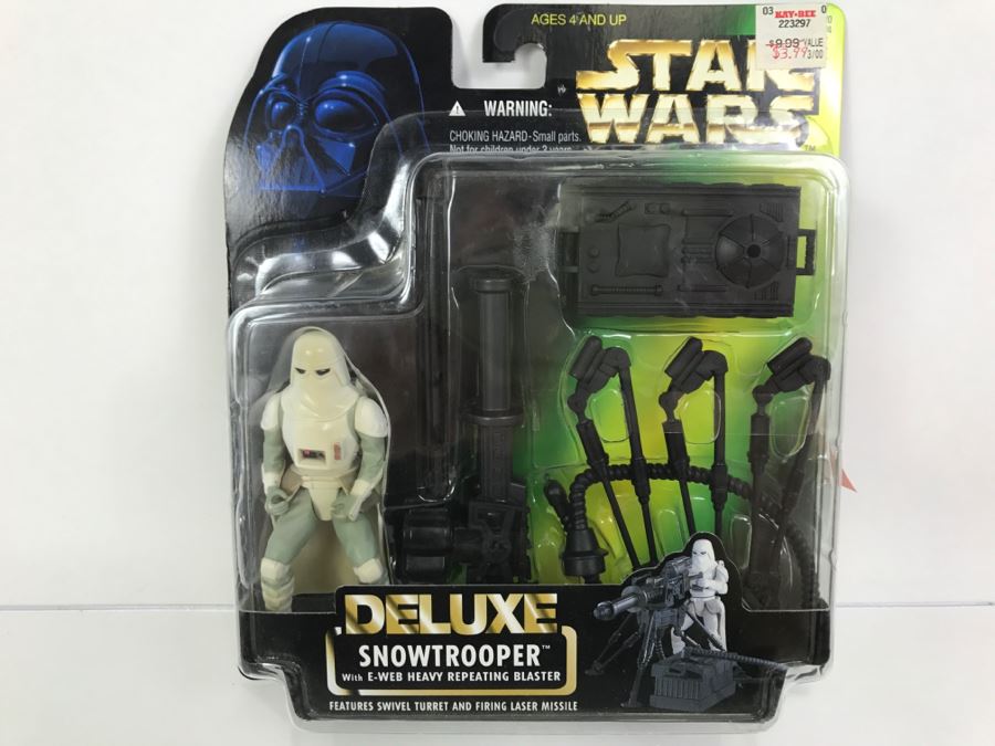 STAR WARS Deluxe Snowtrooper With E-Web Heavy Repeating Blaster Features Swivel Turret And Firing Laser Missile Kenner Hasbro 1996 New On Card [Photo 1]