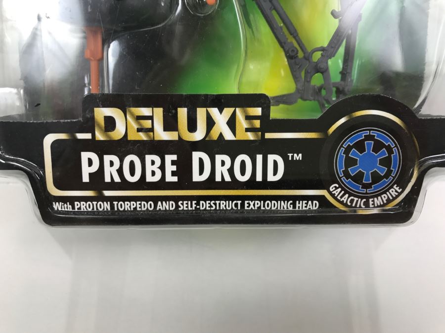 STAR WARS Deluxe Probe Droid With Proton Torpedo And Self-Destruct Exploding Head Kenner Hasbro 1996 69610/69677 New On Card [Photo 7]