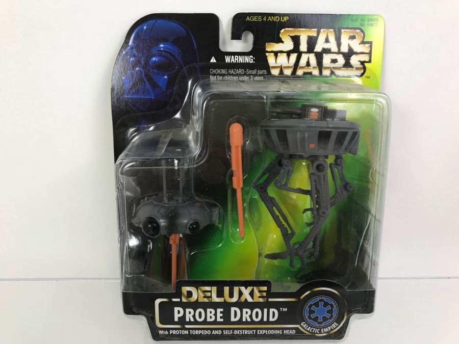 STAR WARS Deluxe Probe Droid With Proton Torpedo And Self-Destruct Exploding Head Kenner Hasbro 1996 69610/69677 New On Card [Photo 1]