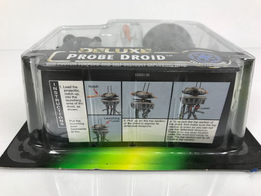 STAR WARS Deluxe Probe Droid With Proton Torpedo And Self-Destruct Exploding Head Kenner Hasbro 1996 69610/69677 New On Card [Photo 8]
