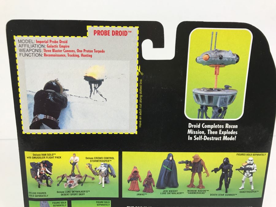 STAR WARS Deluxe Probe Droid With Proton Torpedo And Self-Destruct Exploding Head Kenner Hasbro 1996 69610/69677 New On Card [Photo 10]