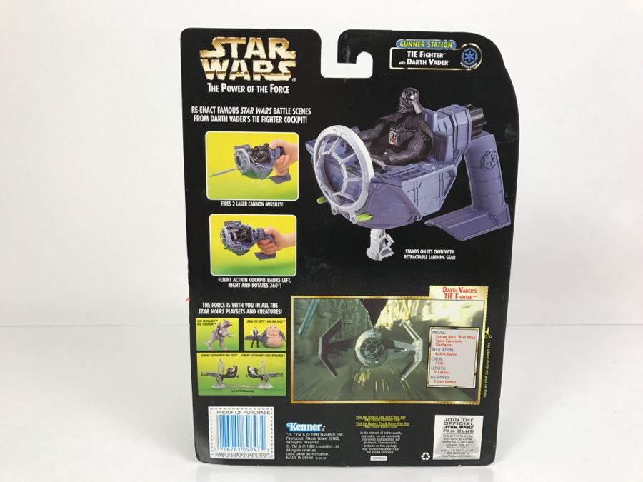 STAR WARS The Power Of The Force Tie Fighter Gunner Station With Darth Vader Kenner Hasbro 1998 69665/69847 New On Card [Photo 12]