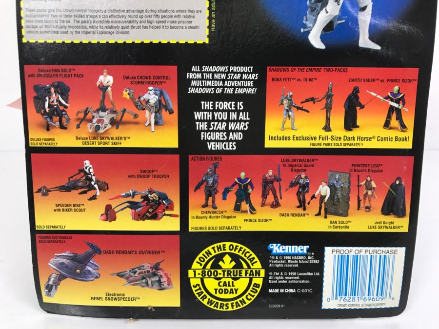 STAR WARS Deluxe Crowd Control Stormtrooper With Flight-Action Thruster Pack Ans Capture Claw Kenner Hasbro 1996 69610/69609 New On Card [Photo 12]