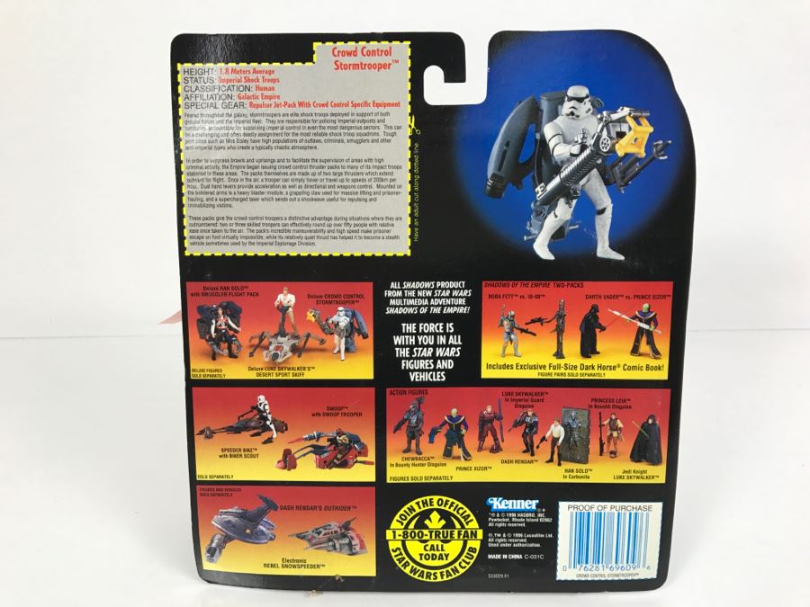STAR WARS Deluxe Crowd Control Stormtrooper With Flight-Action Thruster Pack Ans Capture Claw Kenner Hasbro 1996 69610/69609 New On Card [Photo 10]