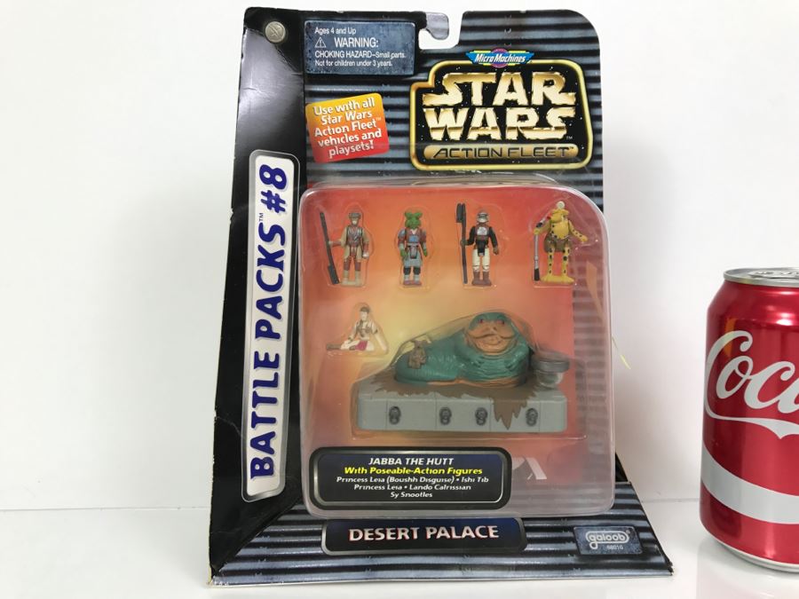 STAR WARS Action Fleet Battle Packs #8 Desert Palace Jabba The Hutt With Poseable-Action Figures Princess Leia, Ishi Tib, Lando Calrissian, Sy Snootles Galoob 1996 68010 New On Card [Photo 1]