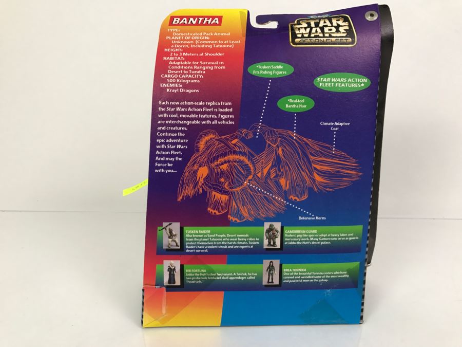 STAR WARS Action Fleet Battle Packs #3 Aliens & Creatures Bantha With Posable-Action Figures Tusken Raider, Gamorrean Guard, Bib Fortuna, Bre Tonnika Galoob 1996 68010 New On Card [Photo 12]