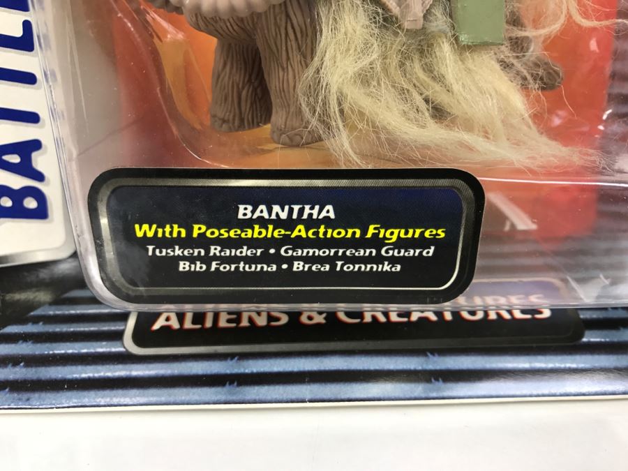 STAR WARS Action Fleet Battle Packs #3 Aliens & Creatures Bantha With Posable-Action Figures Tusken Raider, Gamorrean Guard, Bib Fortuna, Bre Tonnika Galoob 1996 68010 New On Card [Photo 7]