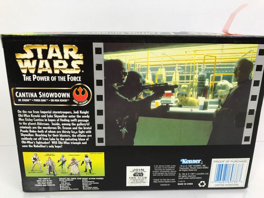 STAR WARS The Power Of The Force Rebel Alliance Cantina Showdown Dr. Evazan, Ponda Baba, Obi-Wan Kenobi Kenner Hasbro 1997 69650/69738 New in Box [Photo 9]