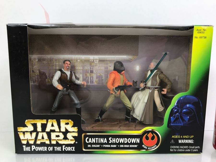 STAR WARS The Power Of The Force Rebel Alliance Cantina Showdown Dr. Evazan, Ponda Baba, Obi-Wan Kenobi Kenner Hasbro 1997 69650/69738 New in Box [Photo 2]