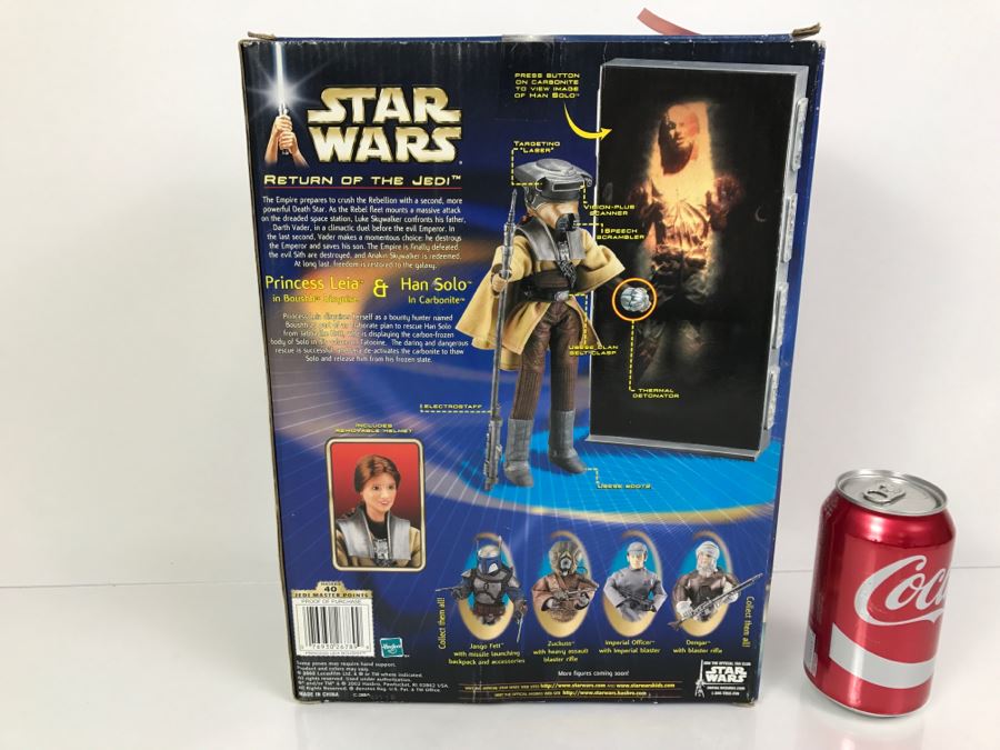 STAR WARS Return Of The Jedi Princess Leia In Boushh Disguise and Han Solo In Carbonite Hasbro 2002 New In Box [Photo 9]