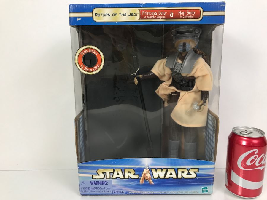 STAR WARS Return Of The Jedi Princess Leia In Boushh Disguise and Han Solo In Carbonite Hasbro 2002 New In Box [Photo 1]