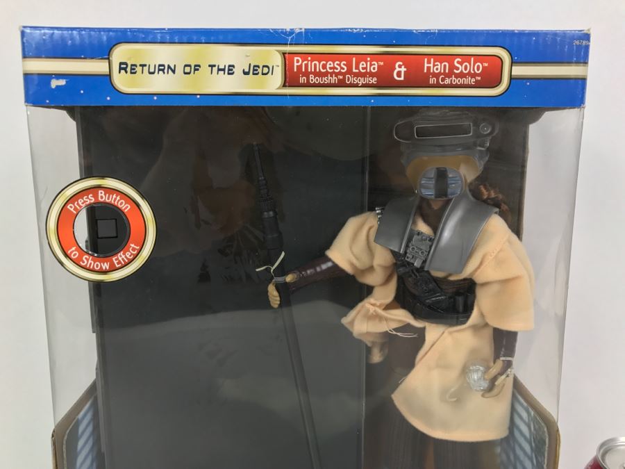 STAR WARS Return Of The Jedi Princess Leia In Boushh Disguise and Han Solo In Carbonite Hasbro 2002 New In Box [Photo 2]