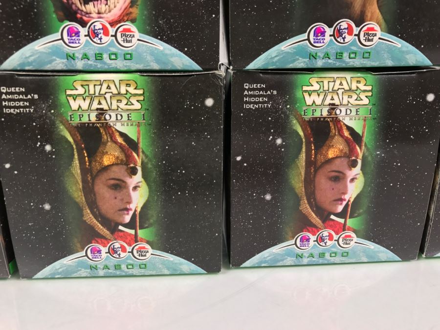 STAR WARS Episode 1 The Phantom Menace Taco Bell/KFC/Pizza Hut Collectors Items Naboo Set of 7 Including Anakin Skywalker, Opee Sea Creature, Jar Jar Binks, Queen AmiDala, and Boss Nass New In Box [Photo 7]