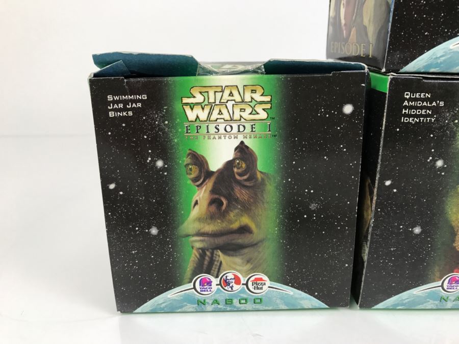 STAR WARS Episode 1 The Phantom Menace Taco Bell/KFC/Pizza Hut Collectors Items Naboo Set of 7 Including Anakin Skywalker, Opee Sea Creature, Jar Jar Binks, Queen AmiDala, and Boss Nass New In Box [Photo 6]