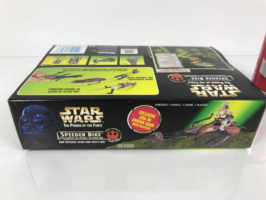 STAR WARS The Power Of The Force Speeder Bike With Princess Leia Organa In Endor Gear Kenner Hasbro 69760 1997 New In Box [Photo 12]