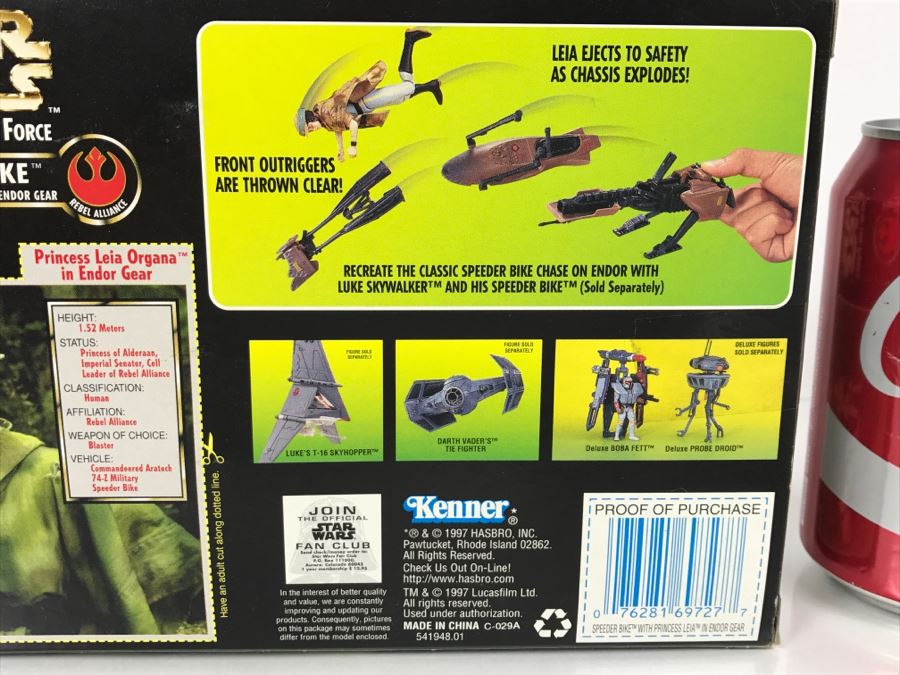STAR WARS The Power Of The Force Speeder Bike With Princess Leia Organa In Endor Gear Kenner Hasbro 69760 1997 New In Box [Photo 10]