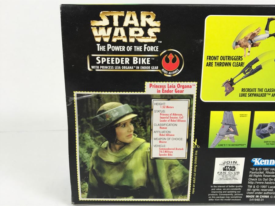 STAR WARS The Power Of The Force Speeder Bike With Princess Leia Organa In Endor Gear Kenner Hasbro 69760 1997 New In Box [Photo 9]
