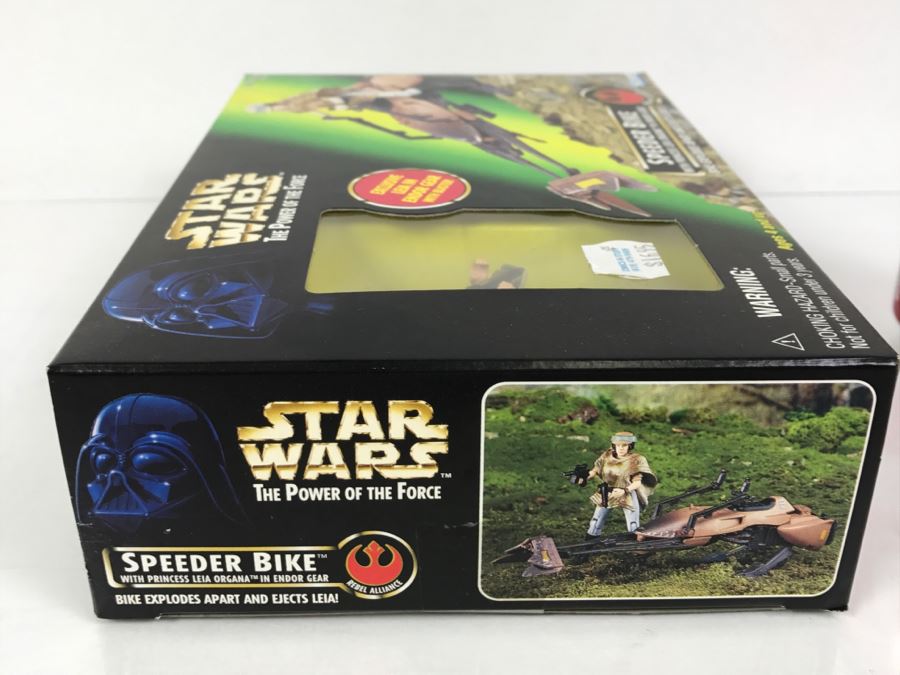 STAR WARS The Power Of The Force Speeder Bike With Princess Leia Organa In Endor Gear Kenner Hasbro 69760 1997 New In Box [Photo 7]