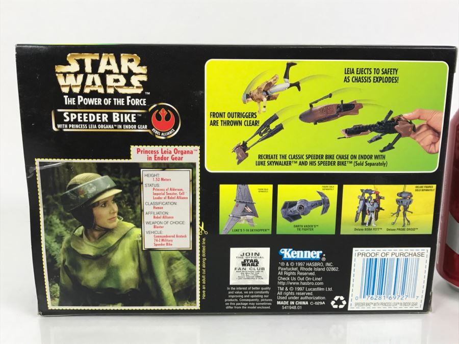 STAR WARS The Power Of The Force Speeder Bike With Princess Leia Organa In Endor Gear Kenner Hasbro 69760 1997 New In Box [Photo 8]