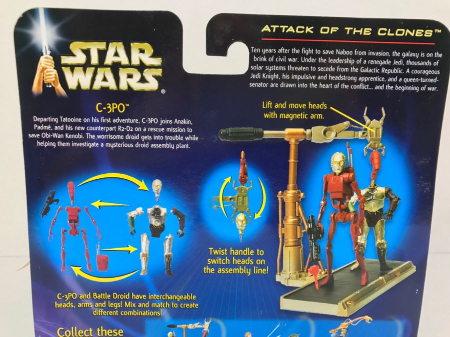 STAR WARS Attack Of The Clones C-3PO With Droid Factory Assembly Line Hasbro 2002 84899/84859 New On Card [Photo 11]