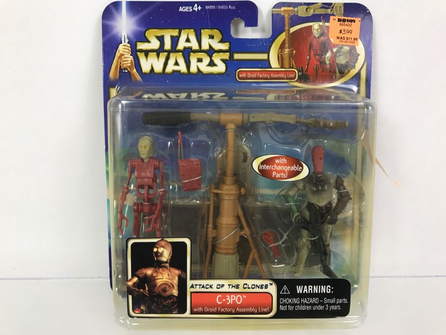 STAR WARS Attack Of The Clones C-3PO With Droid Factory Assembly Line Hasbro 2002 84899/84859 New On Card [Photo 2]