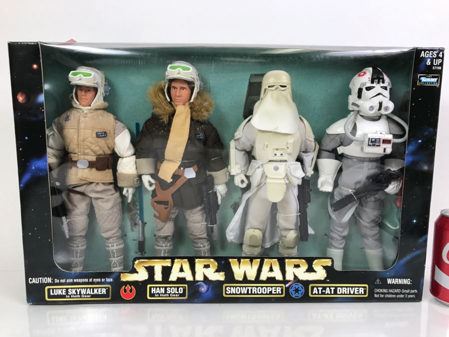 STAR WARS Action Collection Figure Pack With Luke Skywalker, Hans Solo, Snowtrooper And AT-AT Driver Kenner Hasbro 57109 1998 New In Box [Photo 1]