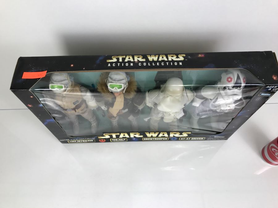 STAR WARS Action Collection Figure Pack With Luke Skywalker, Hans Solo, Snowtrooper And AT-AT Driver Kenner Hasbro 57109 1998 New In Box [Photo 27]