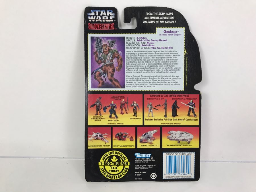 STAR WARS Shadows Of The Empire Chewbacca In Bounty Hunter Disguise With Vibro Axe And Heavy Blaster Rifle Kenner Hasbro 1996 96905/69562 [Photo 9]