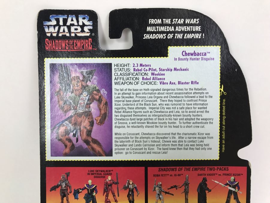 STAR WARS Shadows Of The Empire Chewbacca In Bounty Hunter Disguise With Vibro Axe And Heavy Blaster Rifle Kenner Hasbro 1996 96905/69562 [Photo 10]
