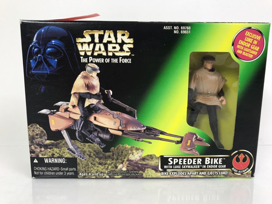 STAR WARS The Power Of The Force Rebel Alliance Speeder Bike With Luke Skywalker In Endor Gear Hasbro Kenner 1996 69760/69651 New In Box [Photo 1]