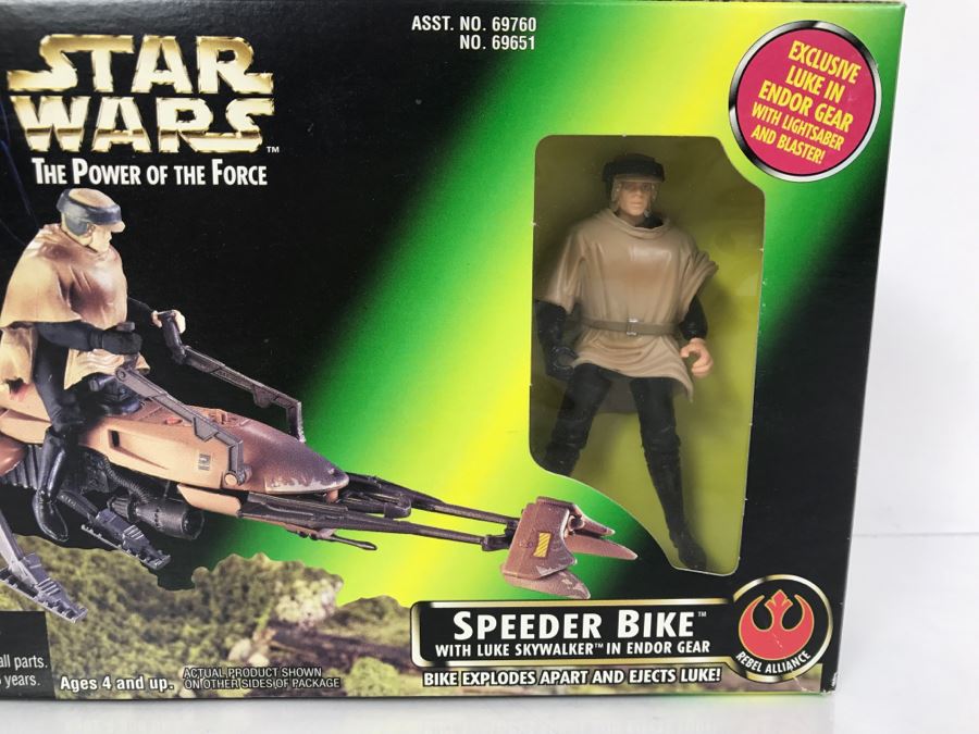 STAR WARS The Power Of The Force Rebel Alliance Speeder Bike With Luke Skywalker In Endor Gear Hasbro Kenner 1996 69760/69651 New In Box [Photo 3]